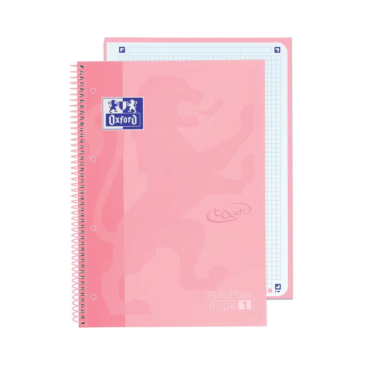 Oxford , Cuadernos A4, Pack de 3 Libretas A4 Microperforadas Europeanbook 1, Tapa Extradura, Espiral, A4+, Cuadrícula 5x5, Colores Pastel