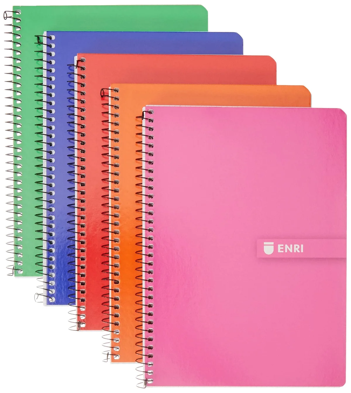 Enri, Cuadernos A5, Pack de 5 Libretas Tapa Dura, 80 Hojas, Cuadrícula 4x4, Surtido Colores Aleatorio