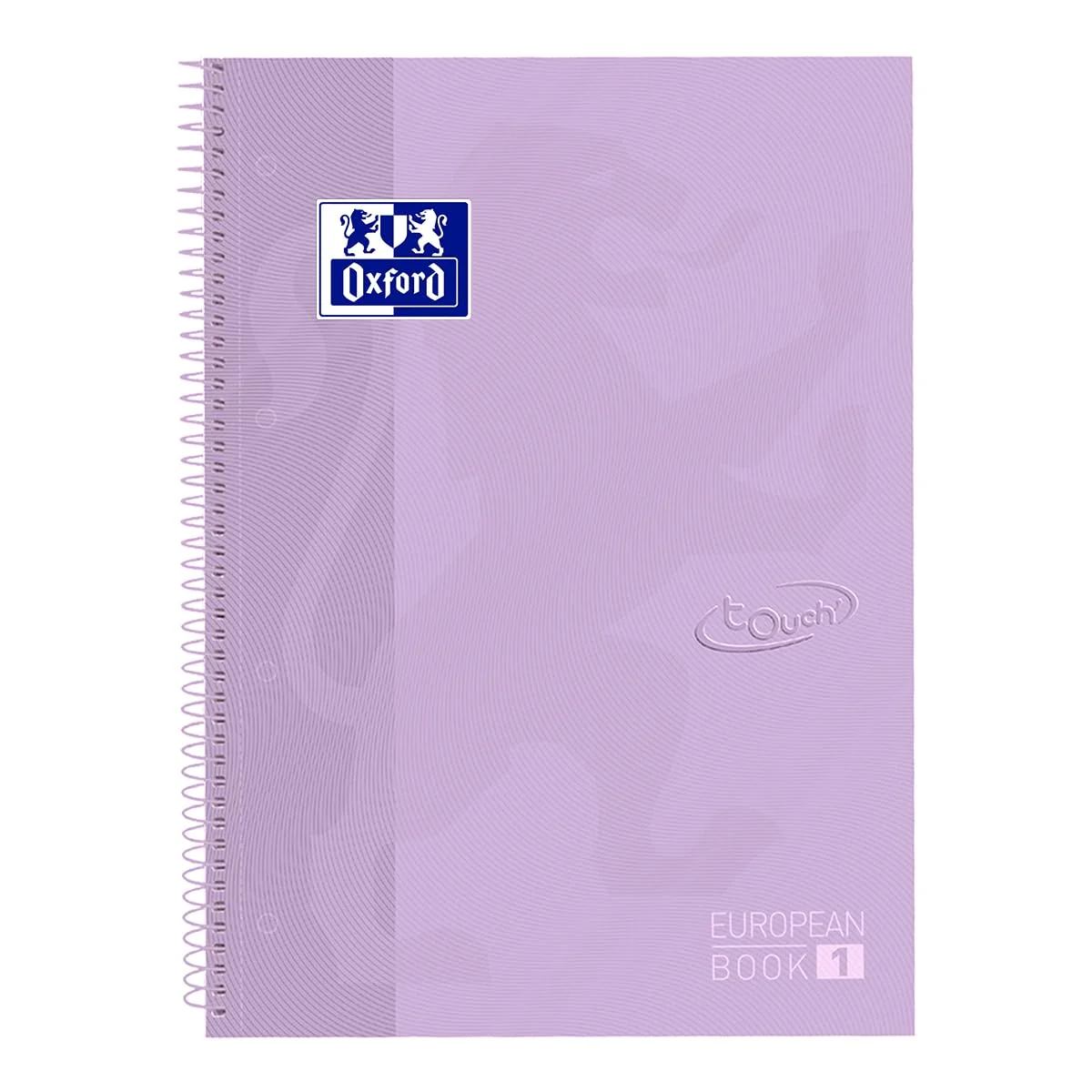 Oxford cuaderno Europeanbook 1 touch, microperforado, tapa extradura, espiral, a4+, cuadrícula 5x5, color malva pastel