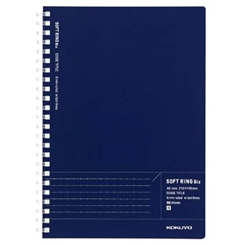 Kokuyo Soft Ring Biz - Cuaderno (A5-50 hojas, línea de puntos, 2 unidades), color azul marino