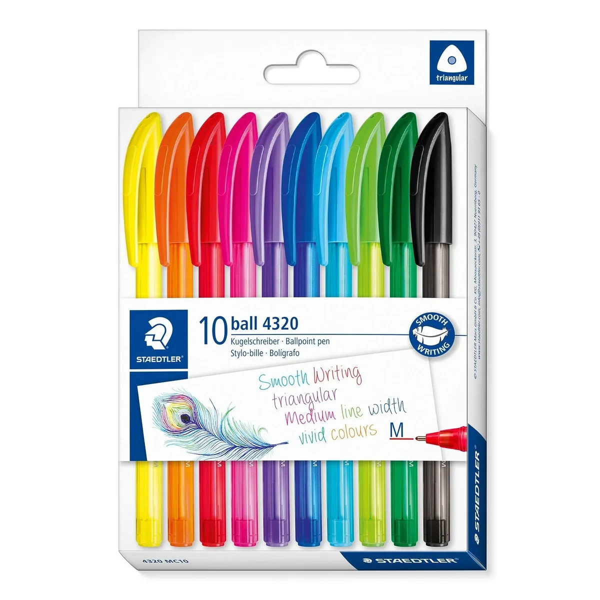 STAEDTLER ball 4320 M Bolígrafos – pack 10, multicolor