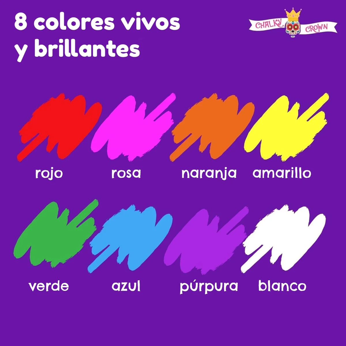 Chalky Crown Rotuladores Cristal Borrable - Punta Reversible Tiza Liquida - Rotulador Cristal Borrable para Pizarras, Carteles, Ventanas, Vidrio(Pack de 8) - Multicolor, 6 mm