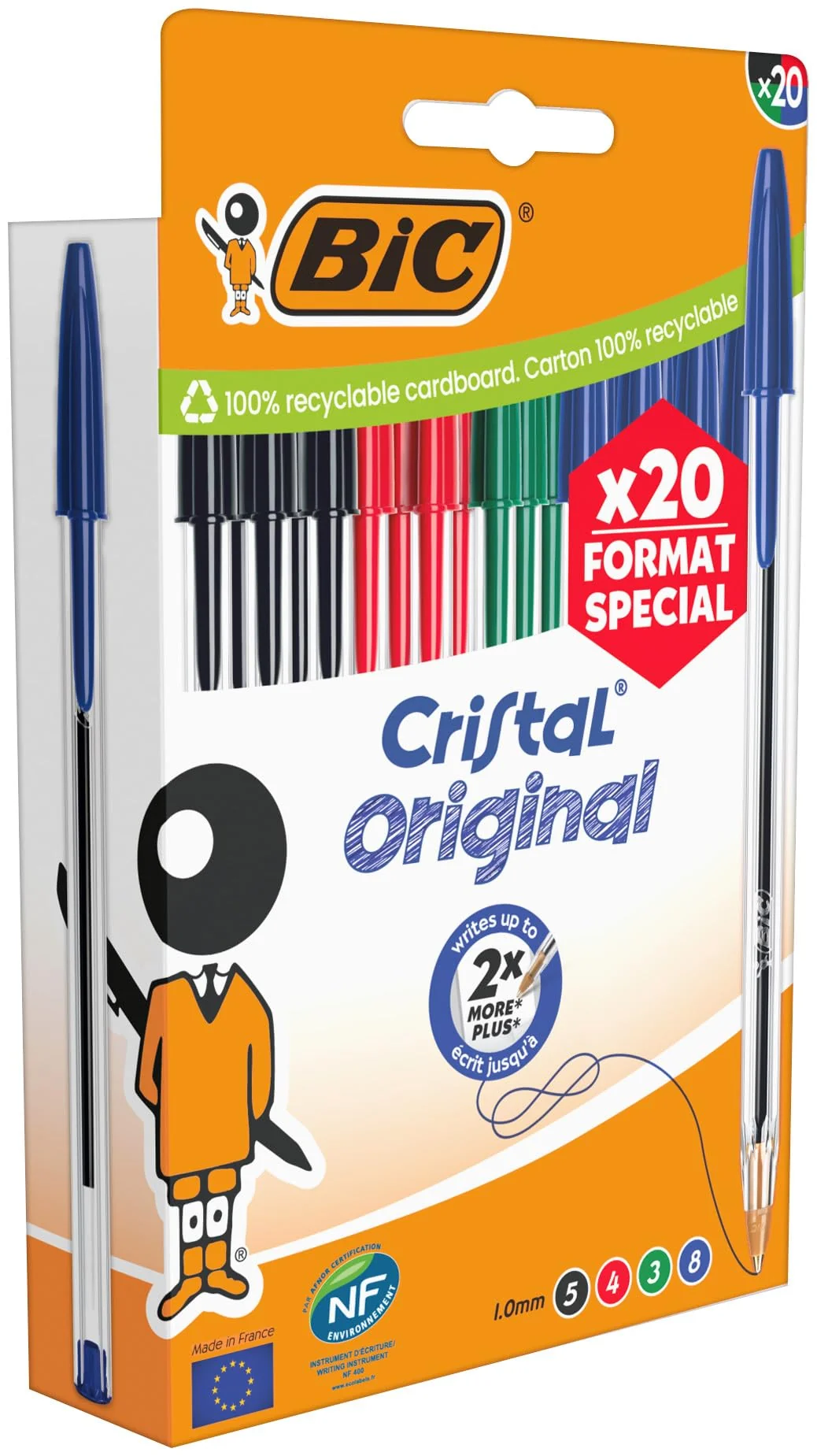 BIC Cristal Original Bolígrafos de Punta Media (1,00 mm) - Colores de Tinta Surtidos, Caja de Edición Especial de 20
