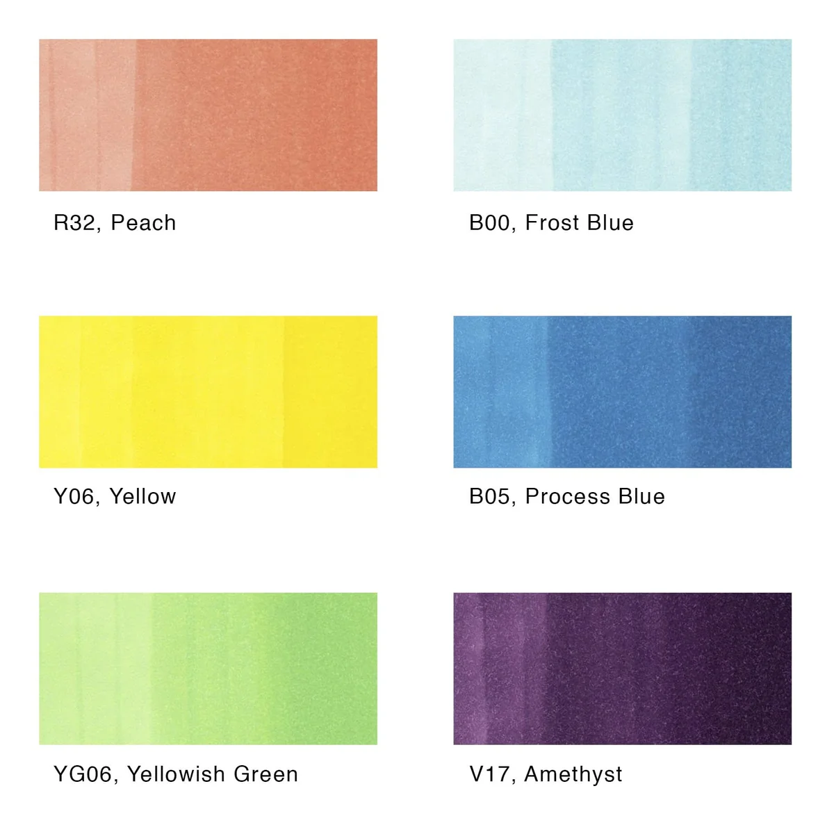 COPIC Ciao Set «Brights», 6 rotuladores dobles con punta mediana y punta de pincel