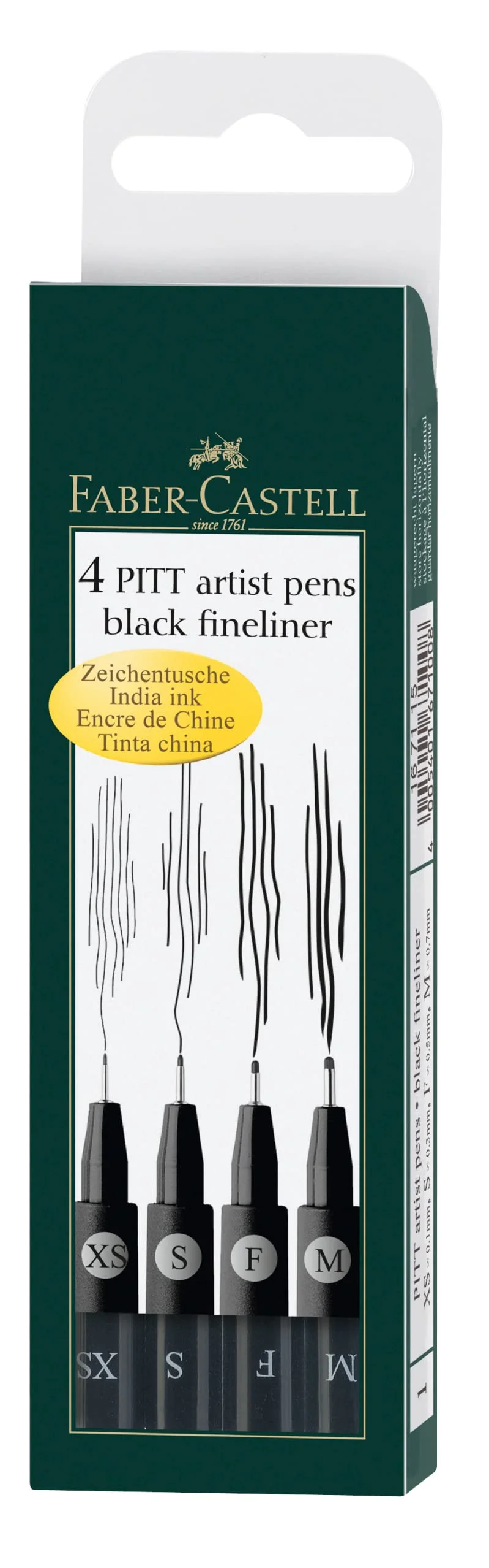 FABER-CASTELL - Pitt Artist Pen, 4 grosores, negro
