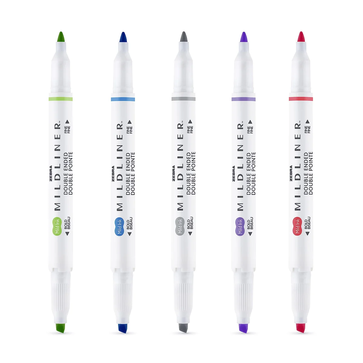 Zebra Pen MILDLINER - Rotuladores de doble punta, resaltadores pastel para adultos, marcadores y resaltadores de punta ancha y fina, bolígrafos de doble extremo, 5 unidades, colores frescos y