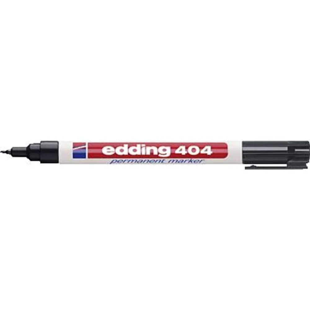 edding 404 marcador permanente, negro, 1 rotulador, punta extra fina redonda 0,75 mm, resistente al agua, de secado rápido, rotuladores indelebles, para cartón, plástico, madera, metal, vidrio