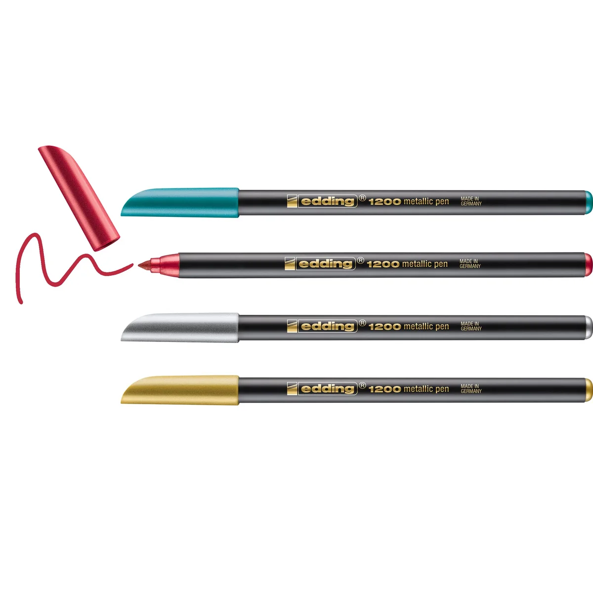 edding 1200 rotulador de color metálico 4 colores - x1 - punta redondeada 1-3 mm - para escribir, dibujar y esbozar - libros de visitas, fabricación de tarjetas, artesanías de bricolaje y scrapbooking