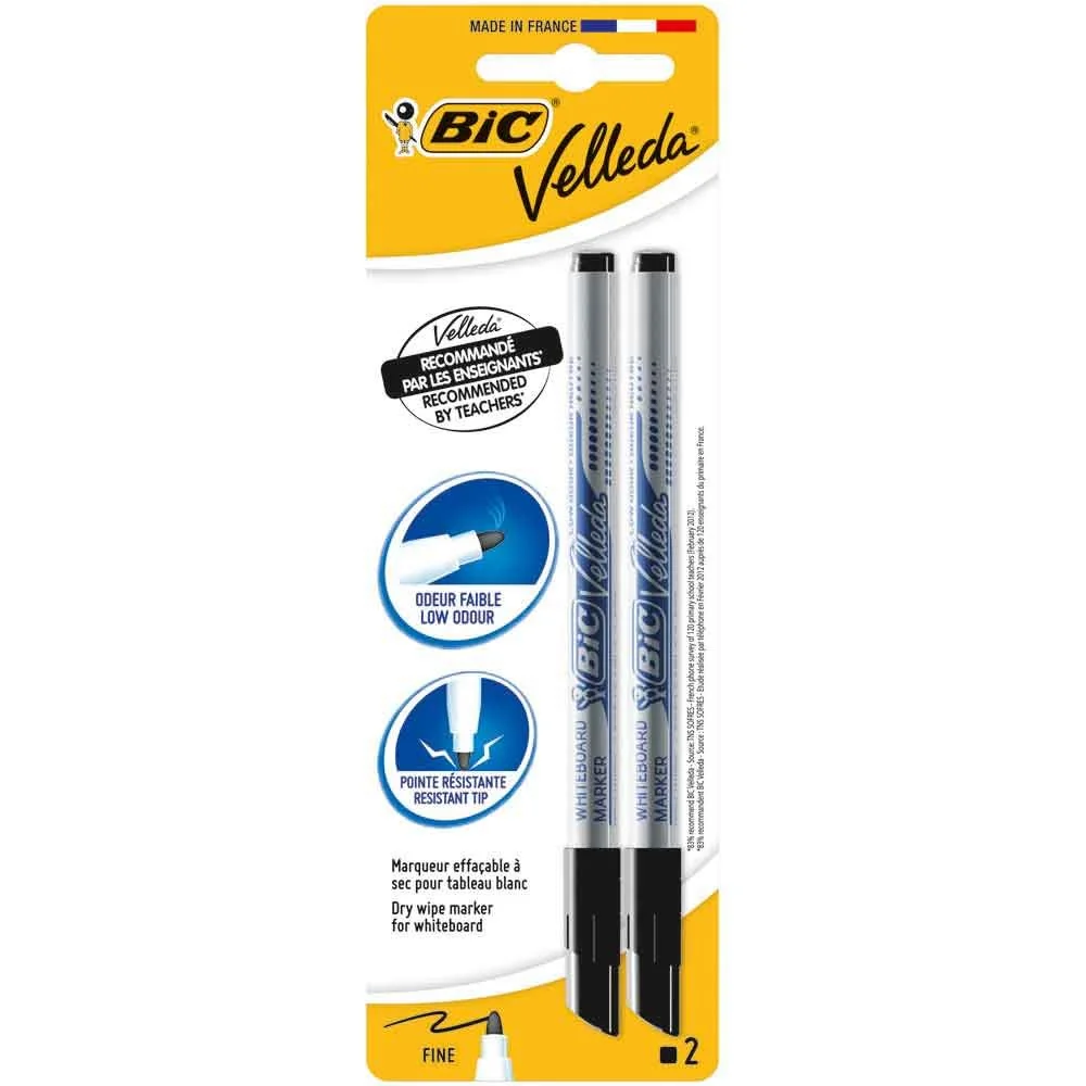 BIC Velleda 1741 - Rotuladores para pizarra blanca borrable en seco, punta cónica media - azul, formato especial de 5