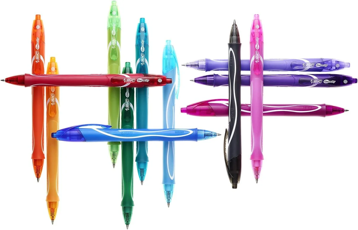BIC Bolgrafo de Gel, Punta Media (0,7 mm), Tinta de Secado Ultrarrpido - Color Negro, paquete de 12 uds