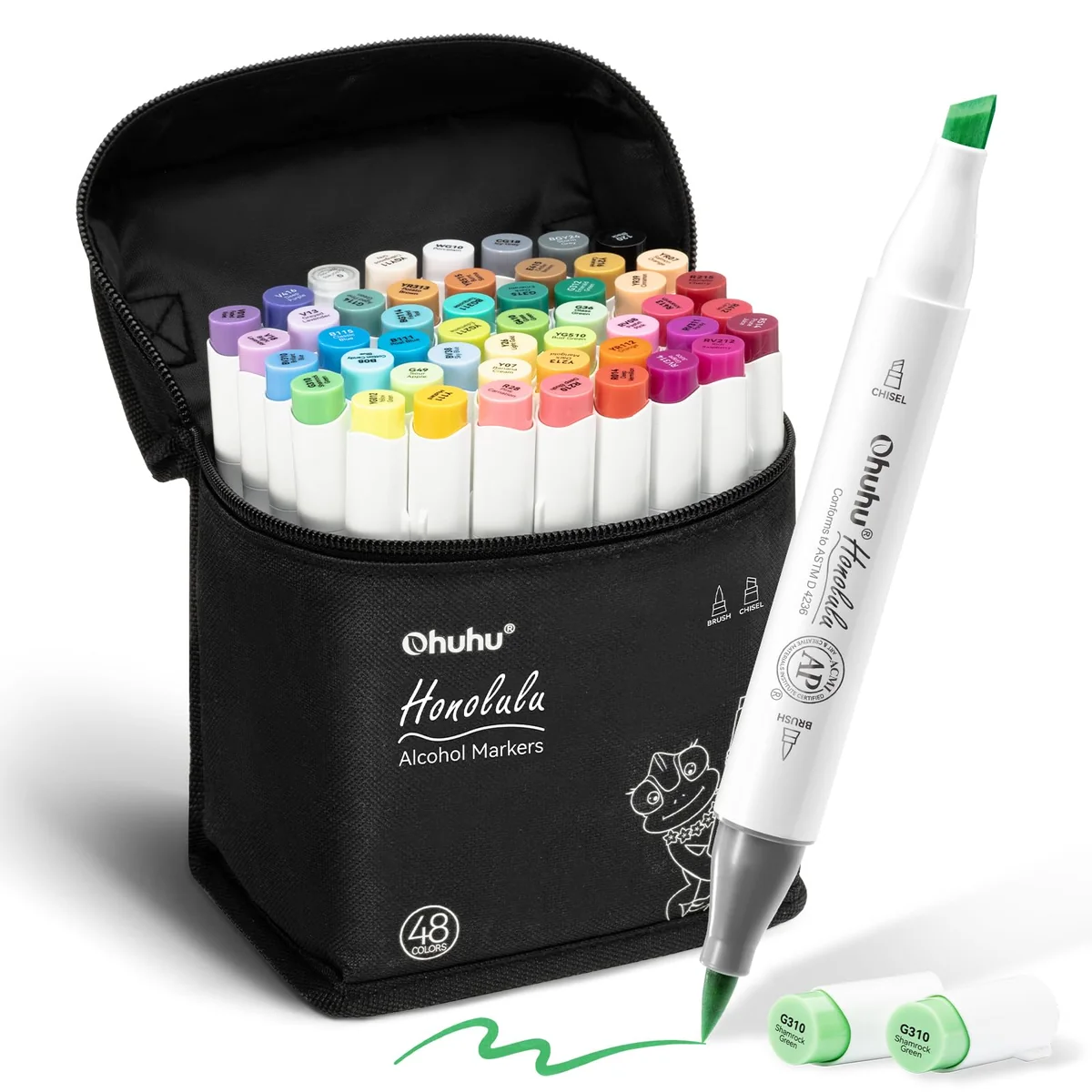 Ohuhu Rotuladores Alcohol 48 Pincel & Cincel para Colorear Adultos