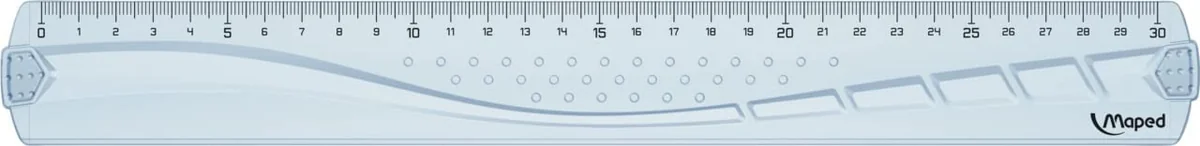 Maped - Reglas Escolares - Geometric - Maxi Kit de 4 Piezas - 1 Regla de 30 cm, 1 Cartabón Escolar de 45, 1 Escuadra de 45° y 1 Transportador de 180° - Diseño Transparente con Graduaciones Impresas