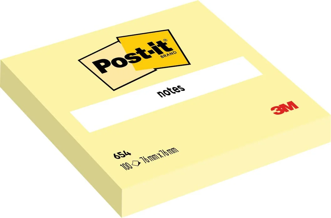 Post-it Notas Canary Yellow - Paquete de 12 Blocs, 100 Hojas por Bloc (76 mm x 76 mm) Color Amarillo - Notas Autoadhesivas para Listas de Tareas y Recordatorios