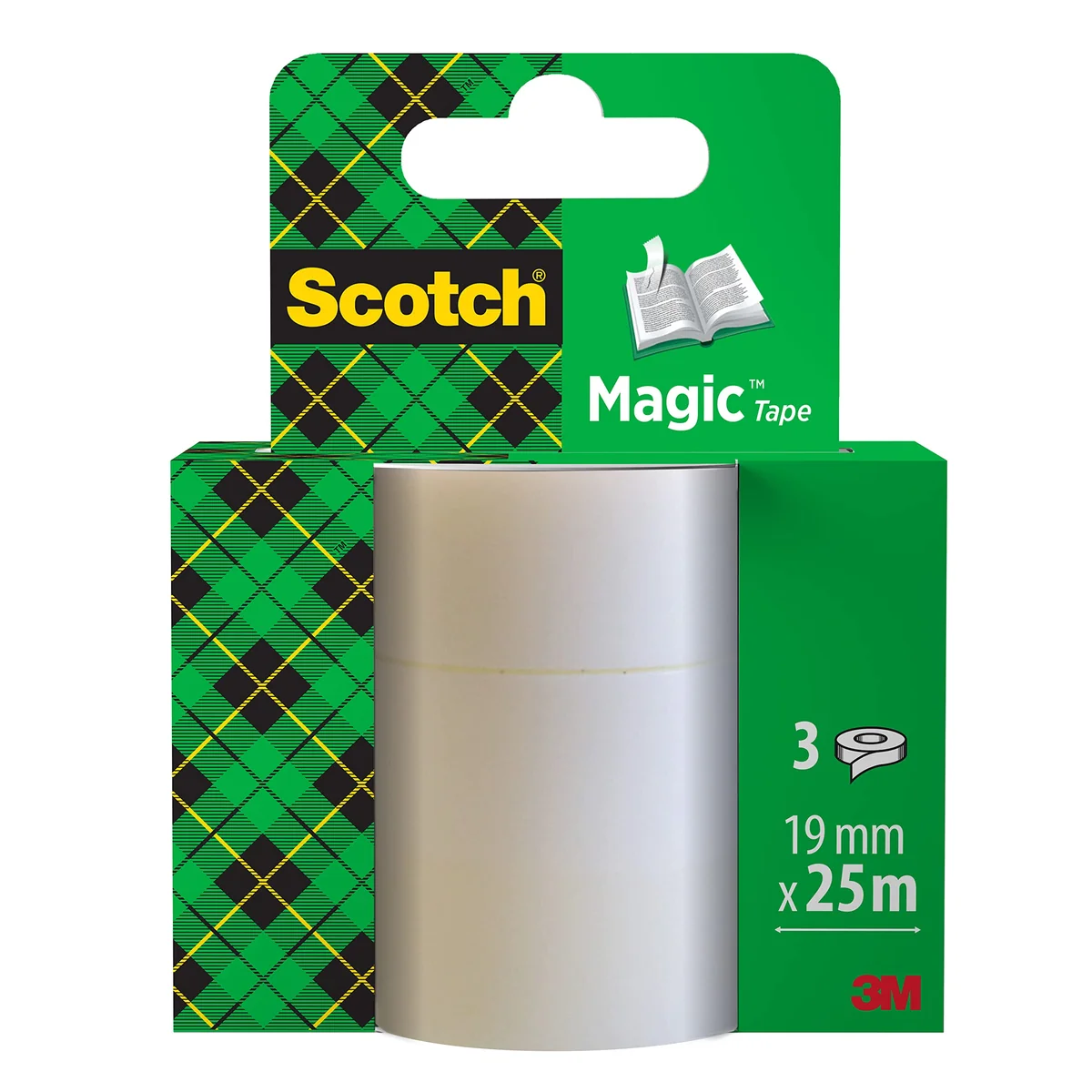 3M Scotch Magic Cinta adhesiva, 3 rollos de 19 mm x 25 m - Resistente a la humedad y con óptima adhesión