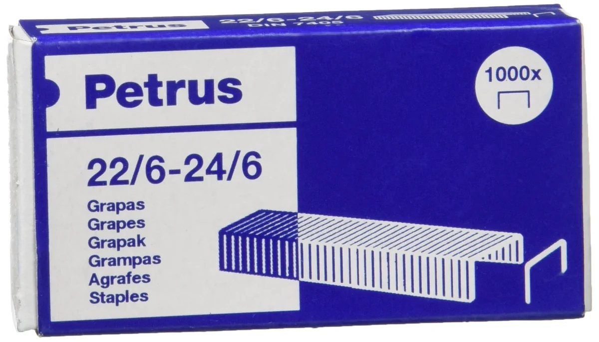 Petrus Grapas- Caja de 1000 Grapas de 22/6 - 1 caja, 55723