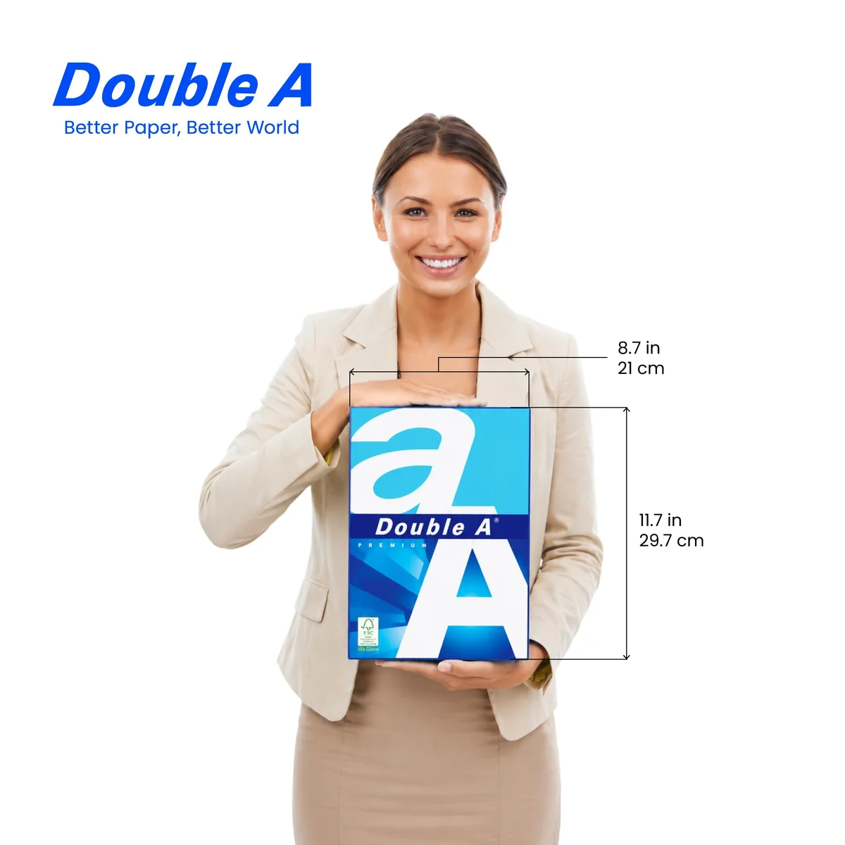 Double A 3613630000042 - Pack de 500 hojas papel folio, 80 gr