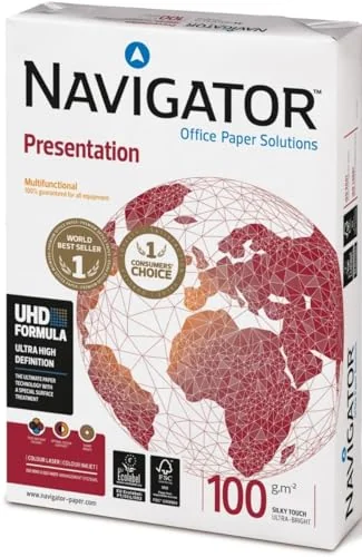 Navigator Presentation – Papel A4 100 g/m² | 1 Resma de 500 Hojas Blancas