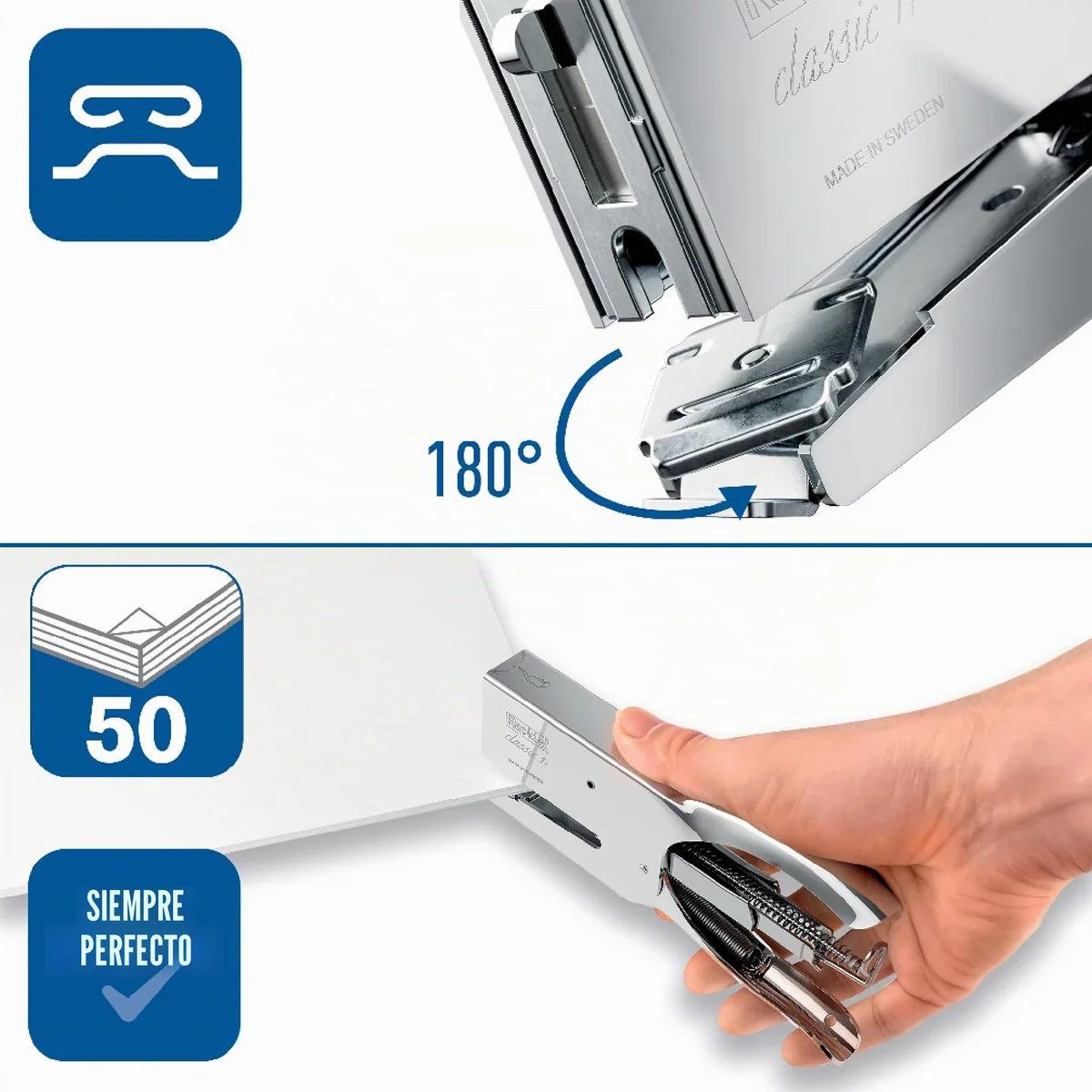 Rapid 10510602 – Grapadora Tenaza Classic K1+ 50 Hojas Nº 26
