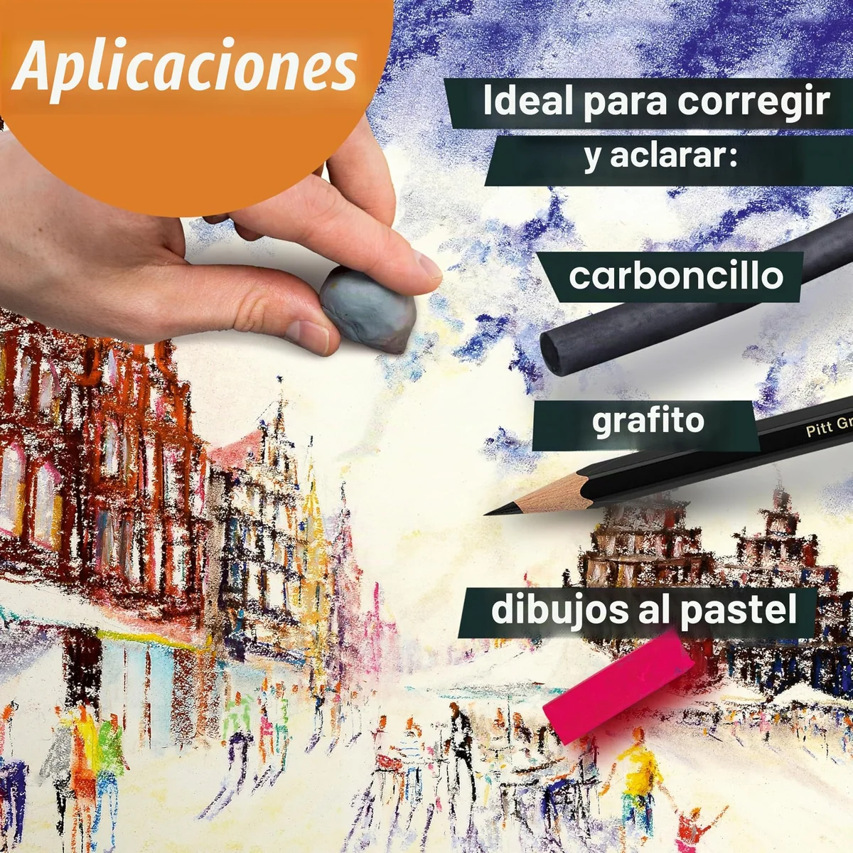 Faber Castell Art Eraser - Borrador de Goma moldeable, Ideal para Dibujo, tamaño Grande, Gris, Paquete de 4 Unidades
