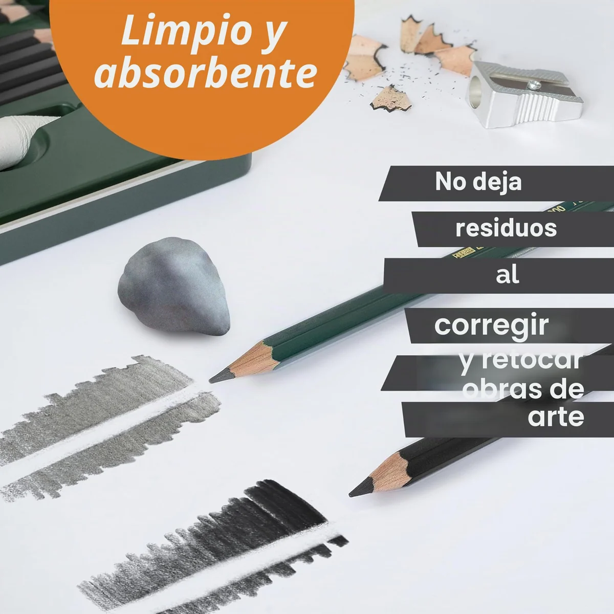 Faber Castell Art Eraser - Borrador de Goma moldeable, Ideal para Dibujo, tamaño Grande, Gris, Paquete de 4 Unidades