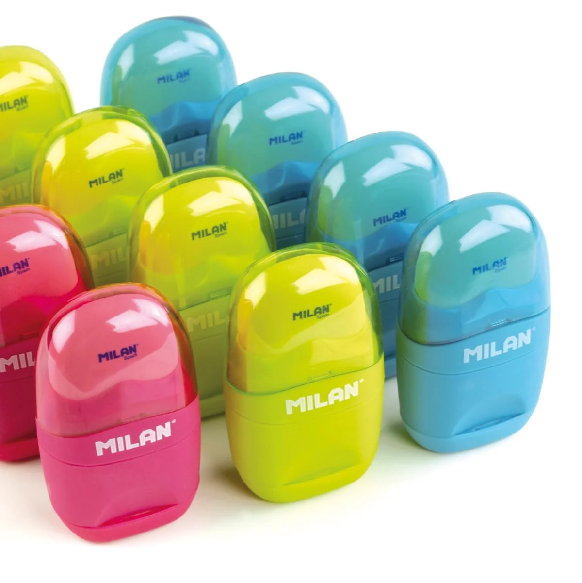 MILAN Blister afilaborra Capsule + 2 gomas de recambio, blanco