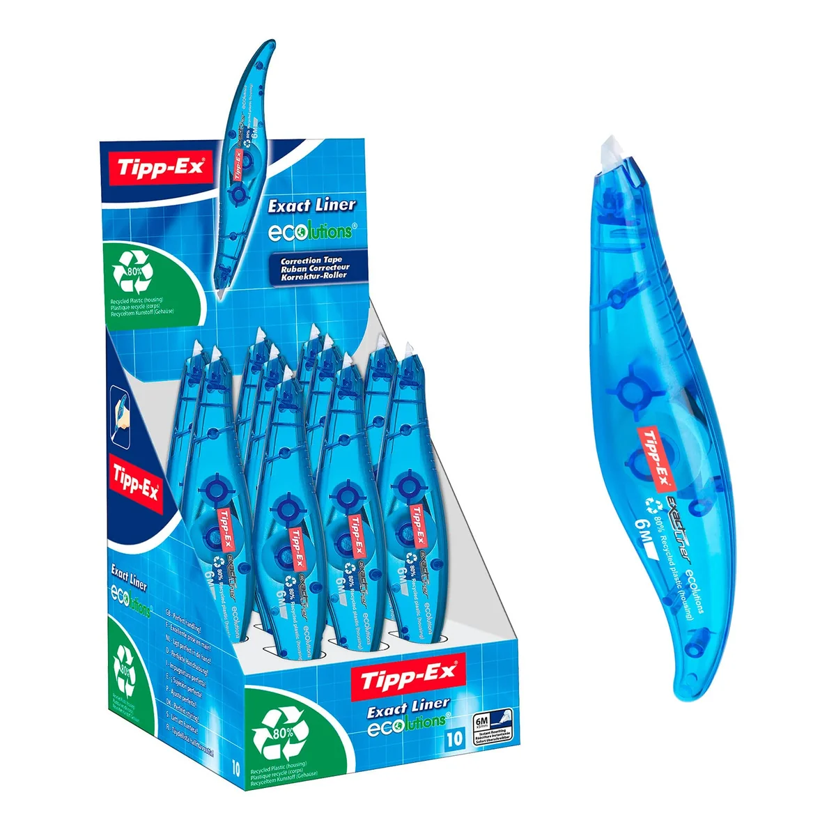 Tipp-Ex 8104752 - Cinta correctora (10 unidades, 5 mm x 6 m, diseño de bolígrafo)