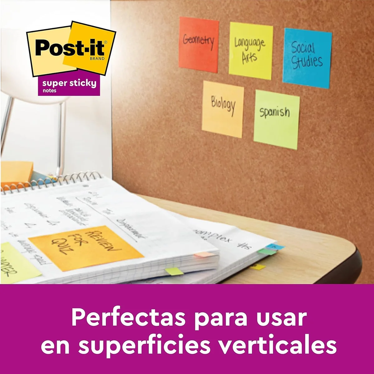 Post-It Notas Super Sticky Colección Cosmic, Paquete de 6 Blocs de Notas, 90 Hojas por Bloc, 76 mm x 76 mm, Para Listas de Tareas y Recordatorios