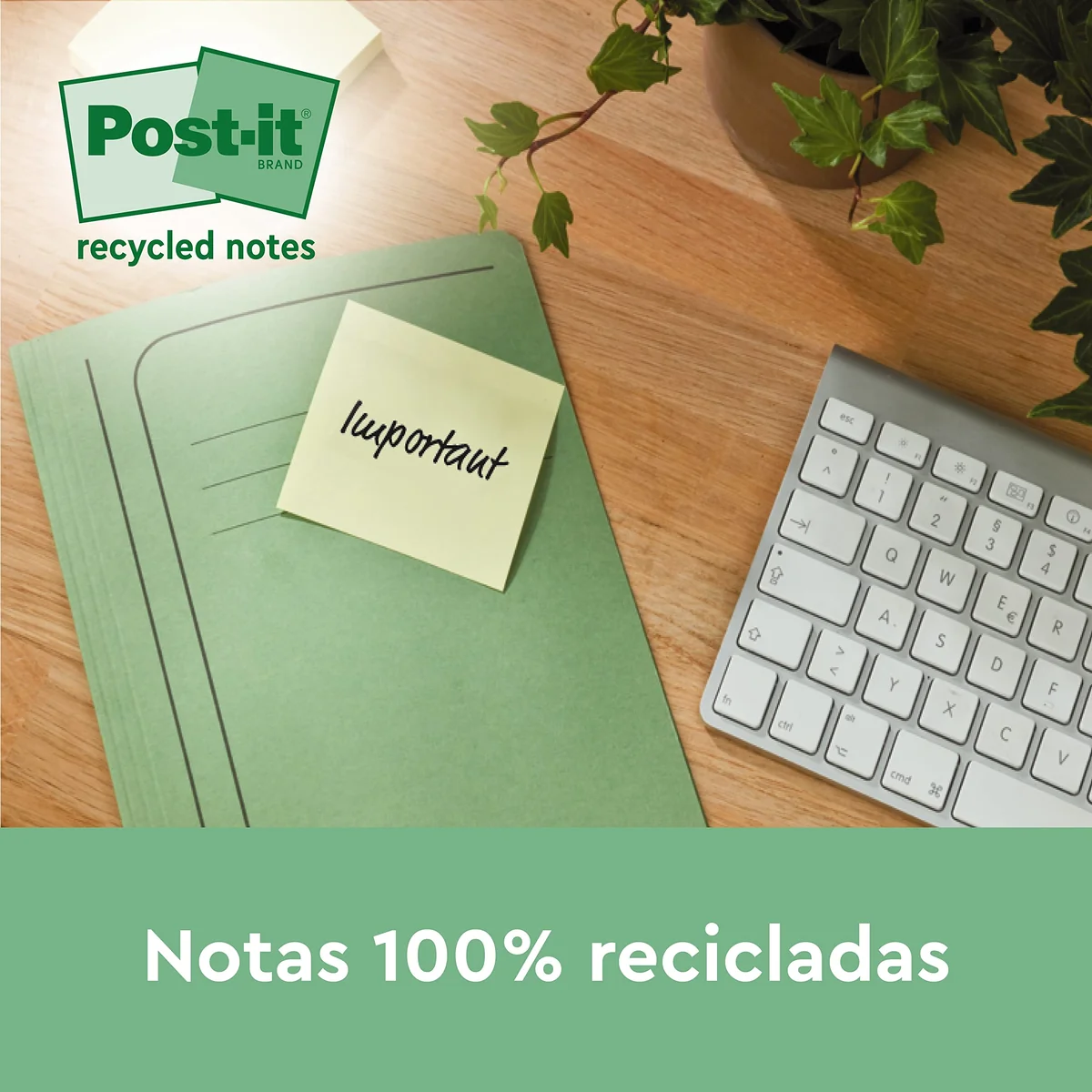 Post-It Z-Notas Recicladas Canary Yellow, Paquete de 6 Blocs de Notas, 100 Hojas por Bloc, 76 x 76 mm, Color Amarillo, Notas Adhesivas Hechas de Papel 100% Reciclado