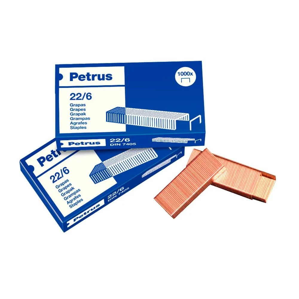 Petrus 55781 – Grapas 22/6 30 Hojas Blíster 4 Cajas 1000 Grapas