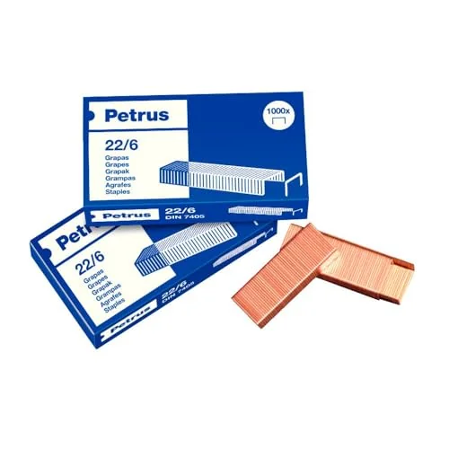 Petrus 55781 – Grapas 22/6 30 Hojas Blíster 4 Cajas 1000 Grapas