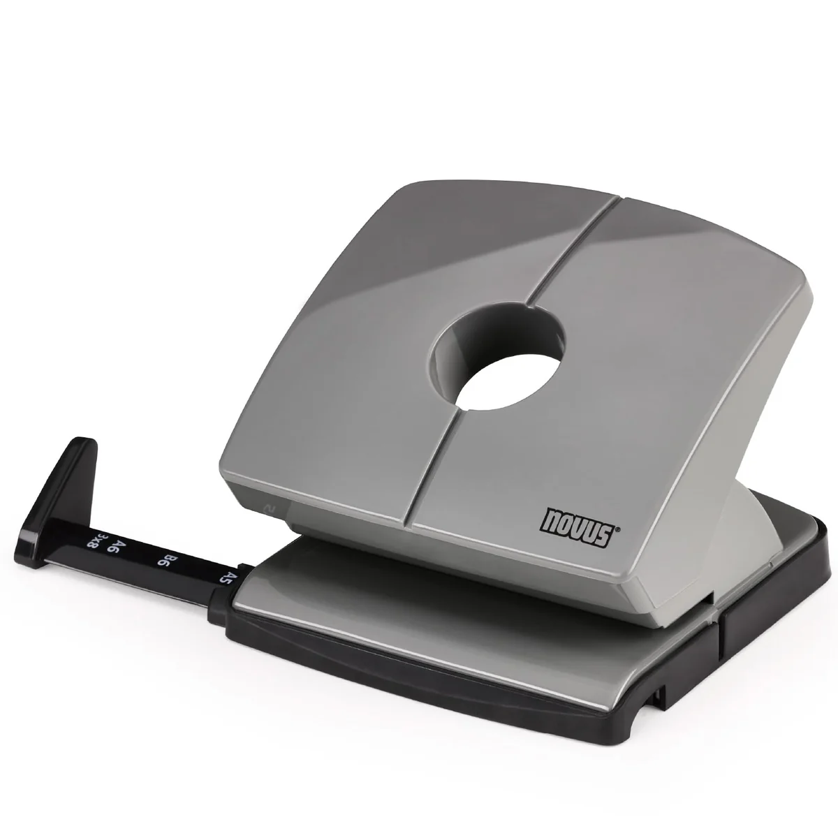 NOVUS B220 Colour ID 2.0 - Perforadora (capacidad para 20 hojas, riel de bloqueo fijo, piezas funcionales de metal), color gris