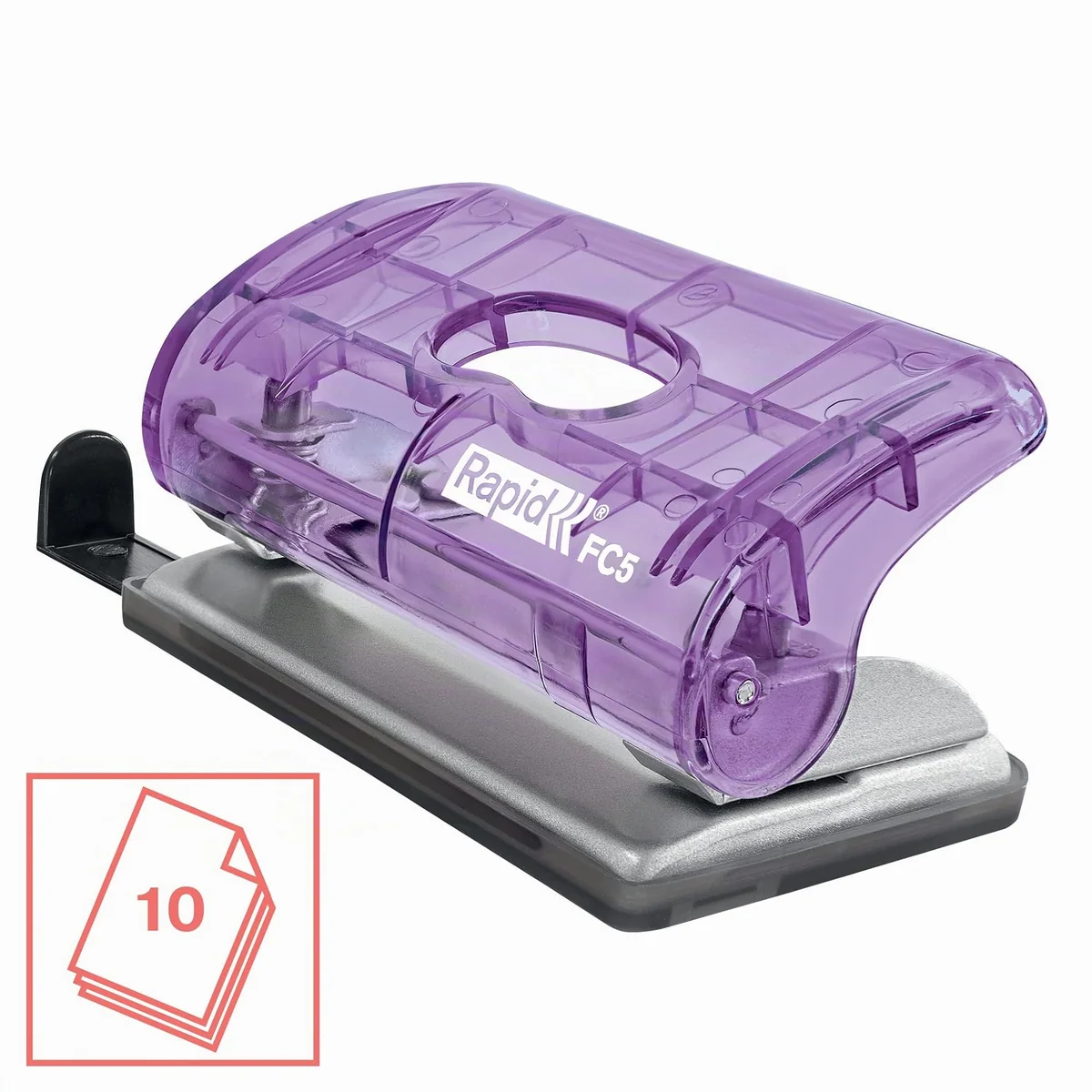 Esselte Perforadora de Papel de 2 Orificios, Taladradora con Capacidad Hasta 10 Hojas, Compacta, Hogar, Escuela y Oficina, Gama Colour'Breeze, Lavanda, 5001334