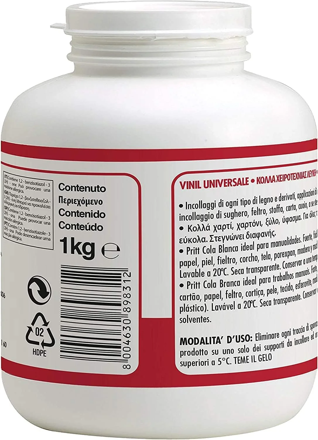 Pritt Cola Blanca Universal para Manualidades, Uso Escolar u Oficina, 1 kg