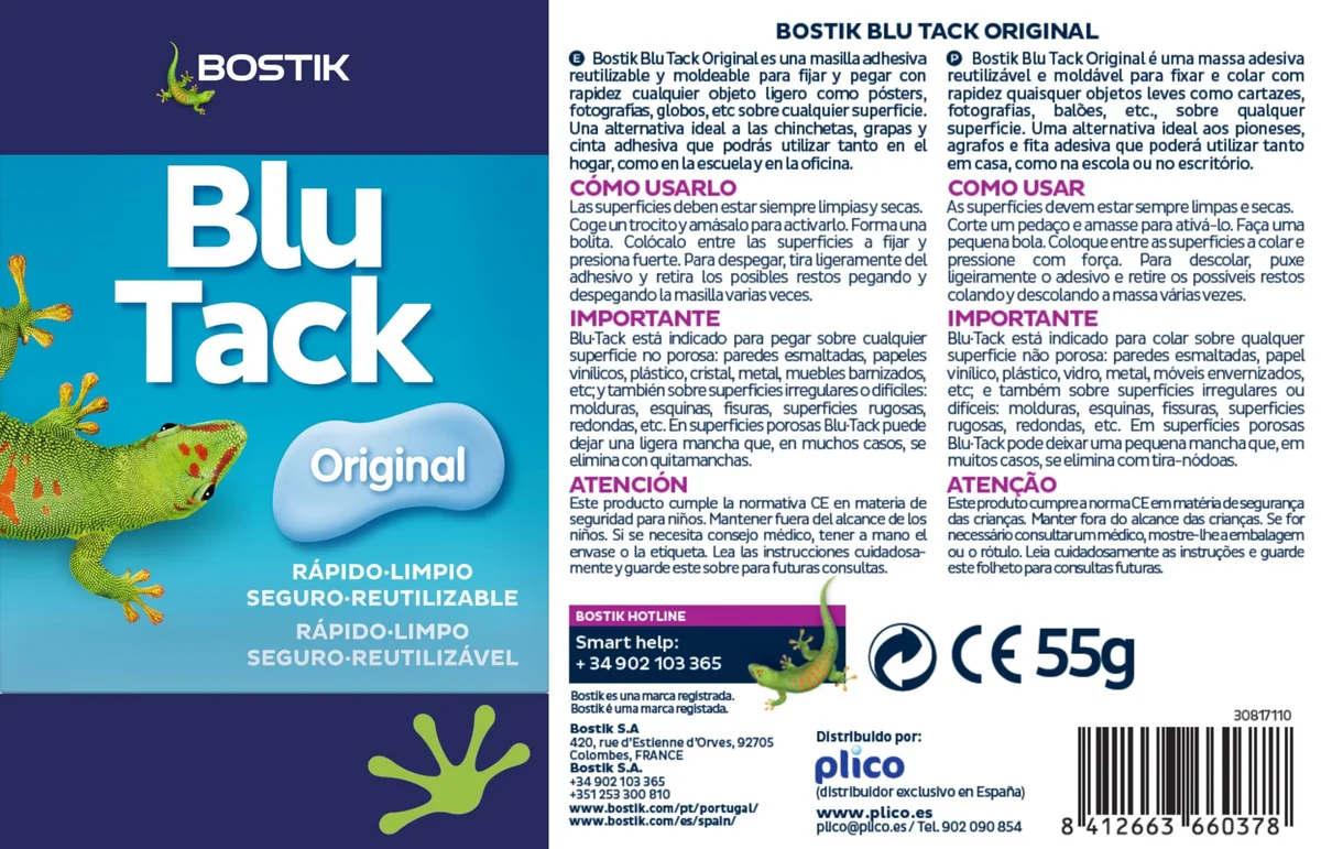 BOSTIK Blu Tack Original Azul - Sobre 57 g
