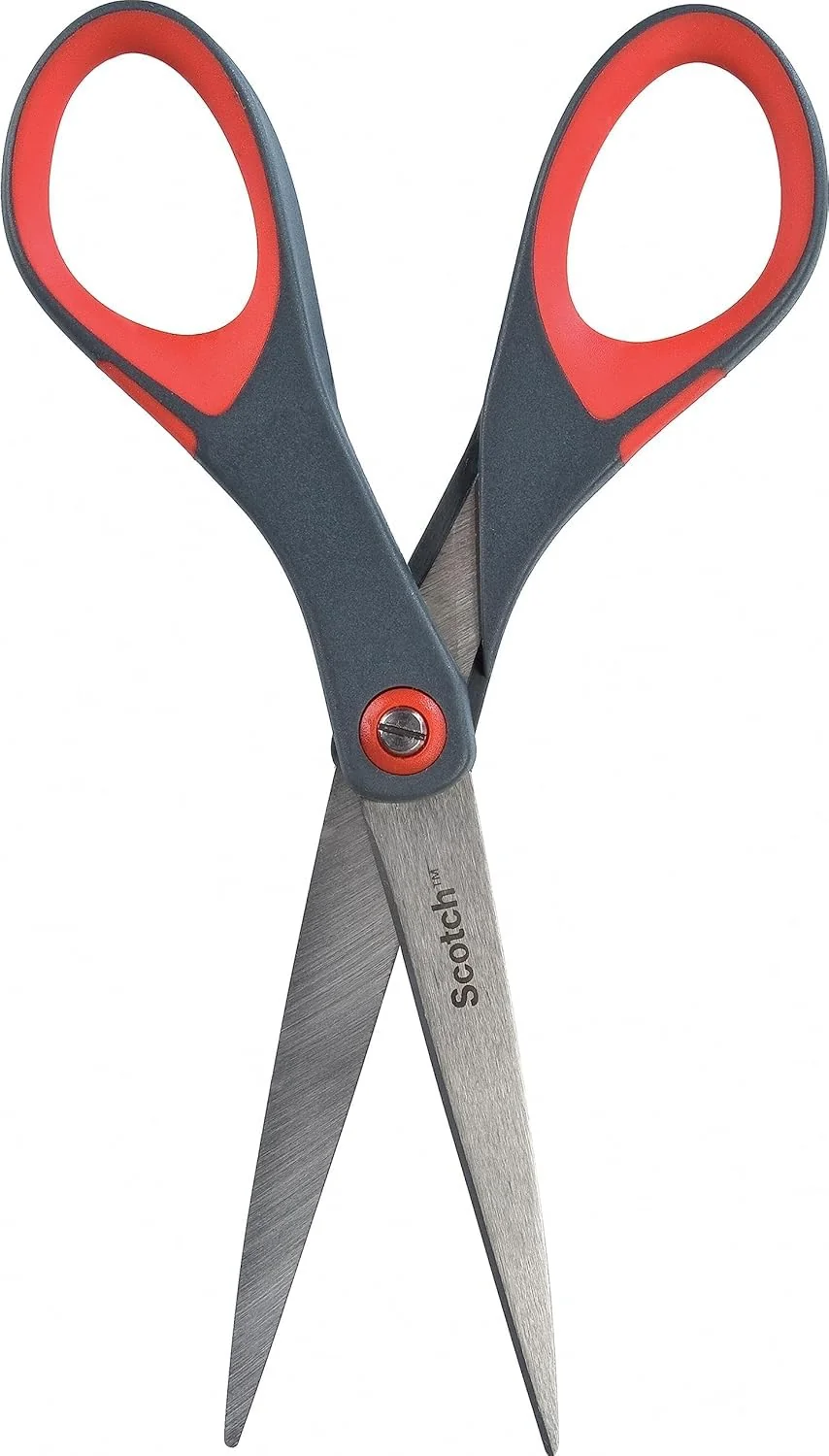 Scotch Tijeras de Precisión para Oficina con Hojas de Acero Inoxidable - 18 cm - Ideal para un Corte Preciso - Adecuada para Usarlas con la Mano Derecha o la Izquierda - Color Gris/Rojo