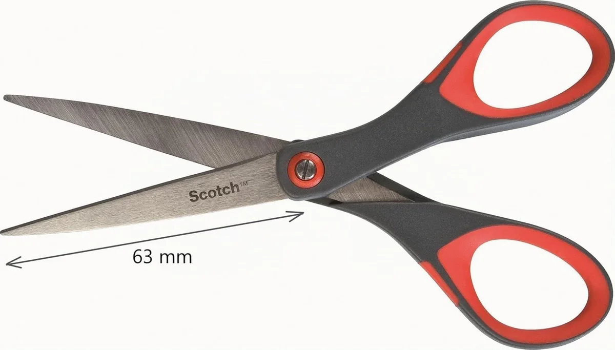 Scotch Tijeras de Precisión para Oficina con Hojas de Acero Inoxidable - 18 cm - Ideal para un Corte Preciso - Adecuada para Usarlas con la Mano Derecha o la Izquierda - Color Gris/Rojo