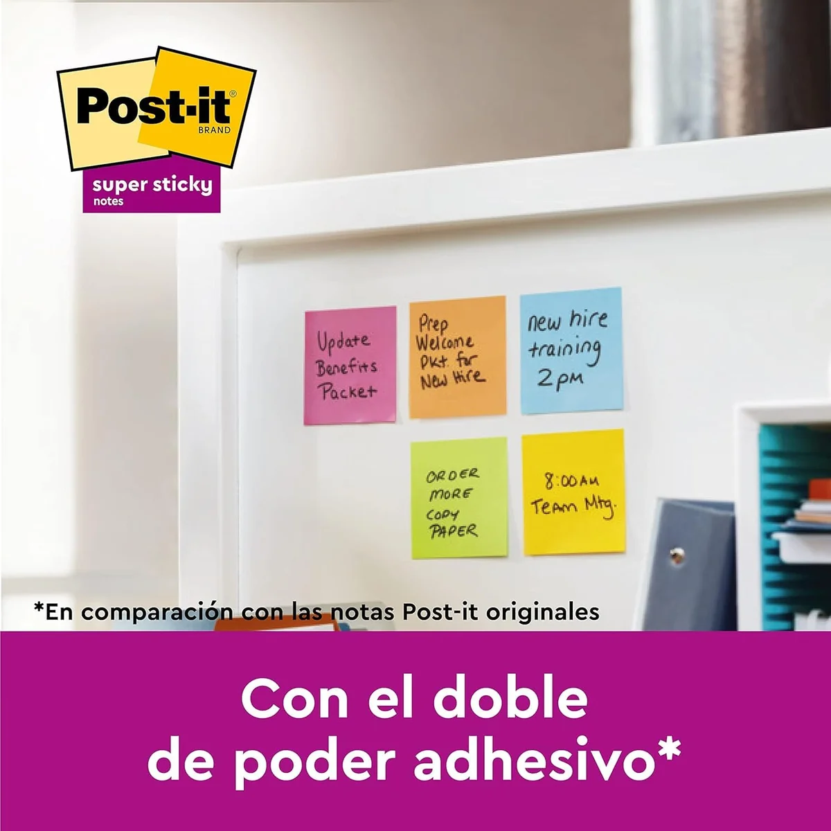 Post-It Notas Super Sticky Colección Soulful Color, Paquete de 6 Blocs de Notas, 90 Hojas por Bloc, 76x76 mm, Rosa, Morado, Verde, Gris, Azul, Extra Adhesivas para Listas de Tareas y Recordatorios