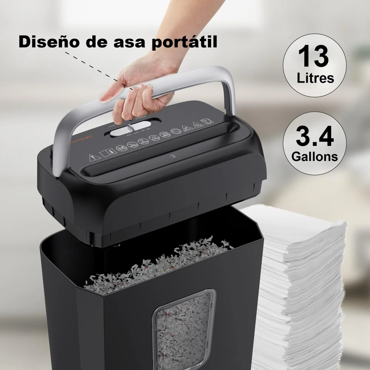 Bonsaii Destructora de Papel 6 Hojas, Corte en Partículas P-4 para Tarjetas