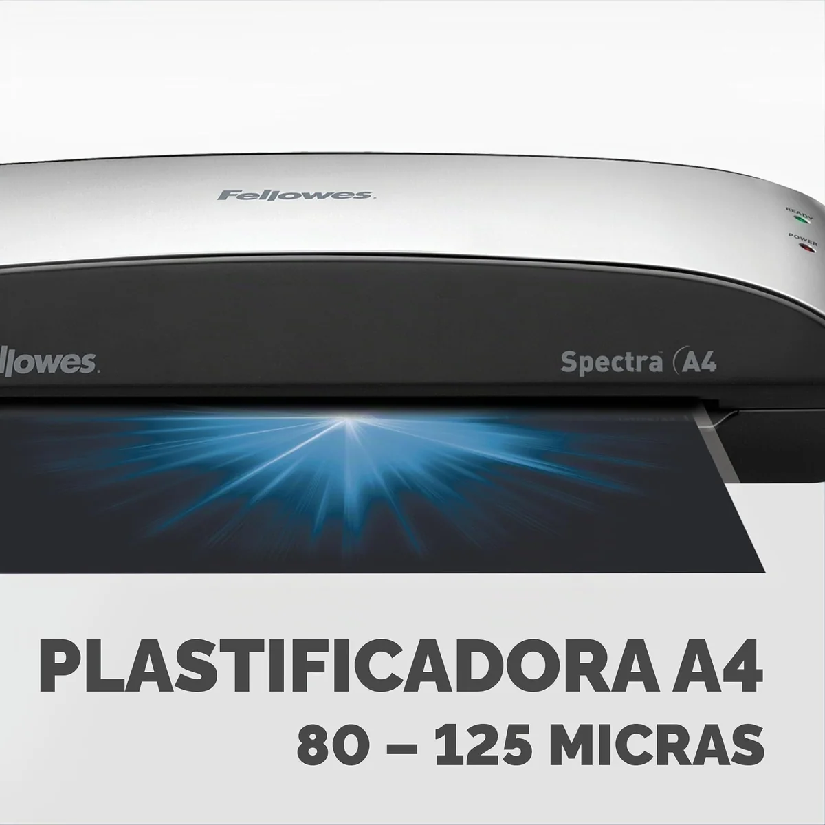 Fellowes Spectra A4 - Plastificadora de documentos, hasta 125 micras, uso ocasional, libre de atascos, 10 fundas de plastificar gratis