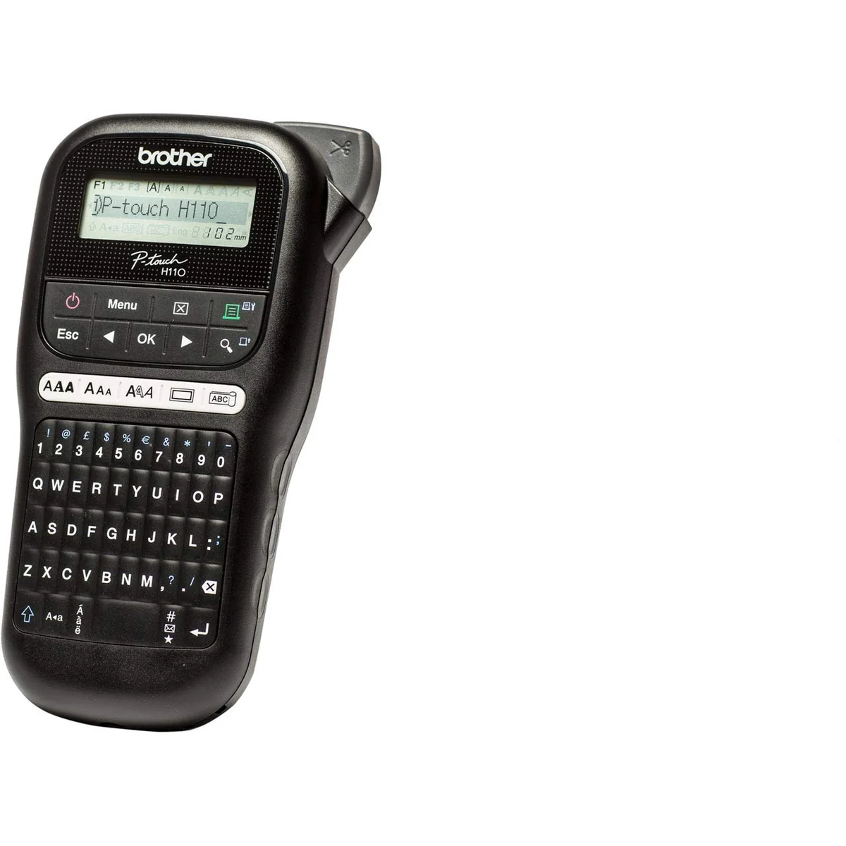Brother PTH110. Rotuladora electrónica de mano con diseño ergonómico para el hogar y la oficina con teclado QWERTY. Color negro.