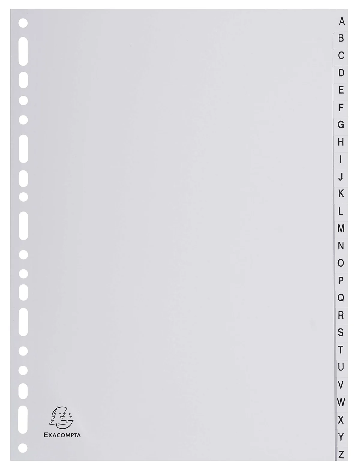 Exacompta - 1726E - Separadores de polipropileno reciclado gris con 26 pestañas impresas alfabéticamente de la A a la Z - Formato a archivo A4 - Dimensiones 22,5 x 29,7 cm - Certificado Blue Angel