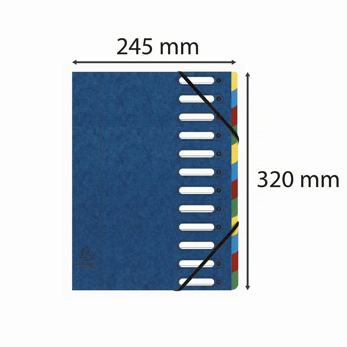 Exacompta 55122E - Clasificador harmonika con ventanas con gomas, 12 compartimentos, azul