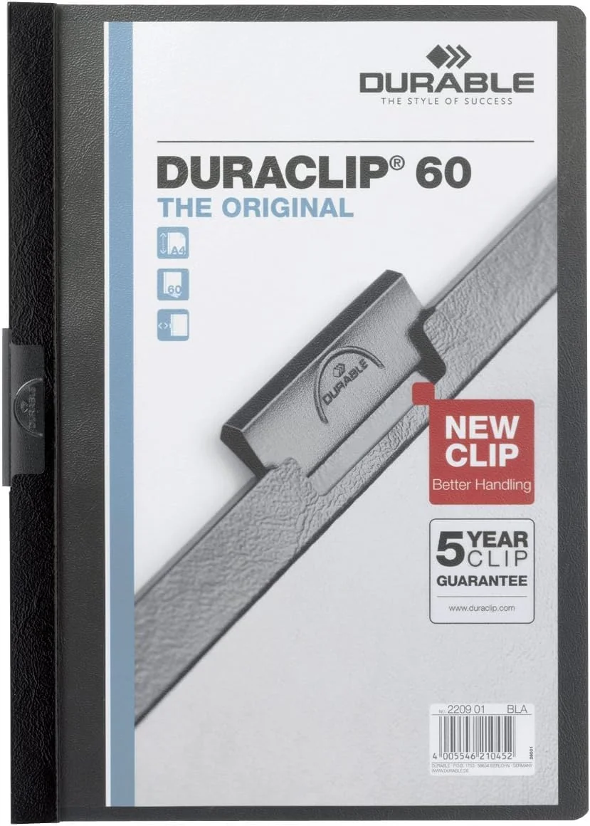 Durable 220003 Carpeta Duraclip dossier pinza lateral (para 1-30 hojas A4), 25 piezas, rojo