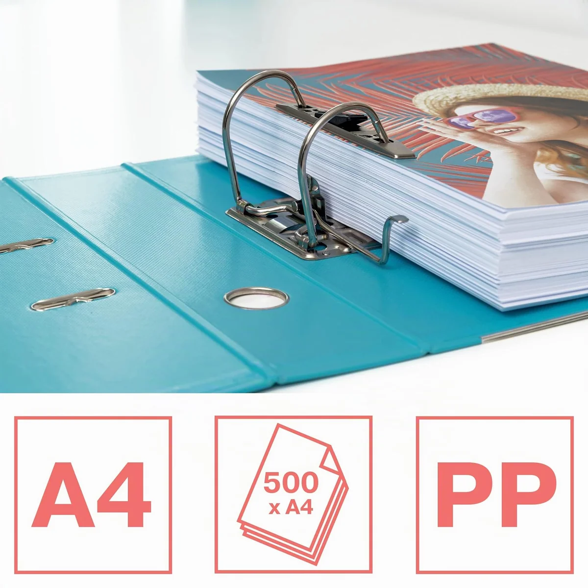 Esselte Pack 10 Archivadores de Palanca, Capacidad 500 hojas, Lomo de 75mm, Light & Durable A4 Folder, Casa y Oficina, Diseño en Relieve, Gama Colour'Breeze, Colores Pastel Colores Variados, 626214