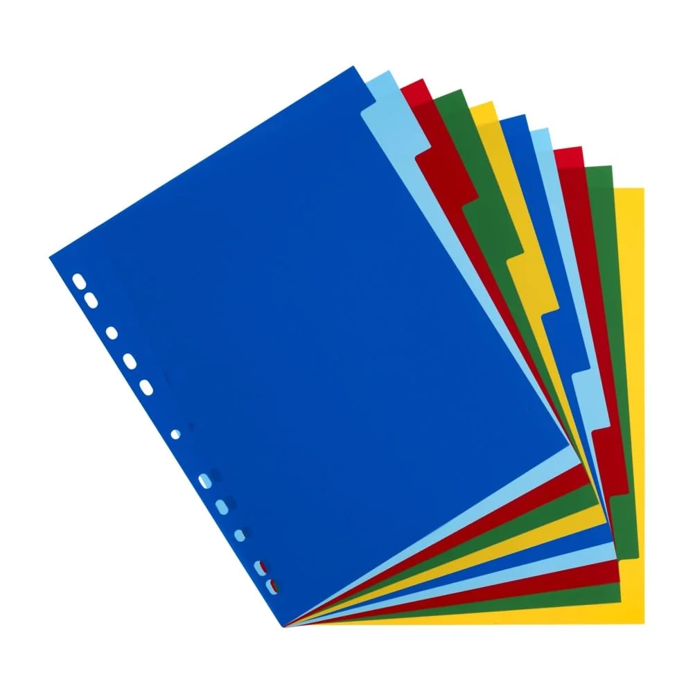 Oxford, Separadores Archivador A4, 10 Pestañas, 5 colores, Plástico de 120 micras