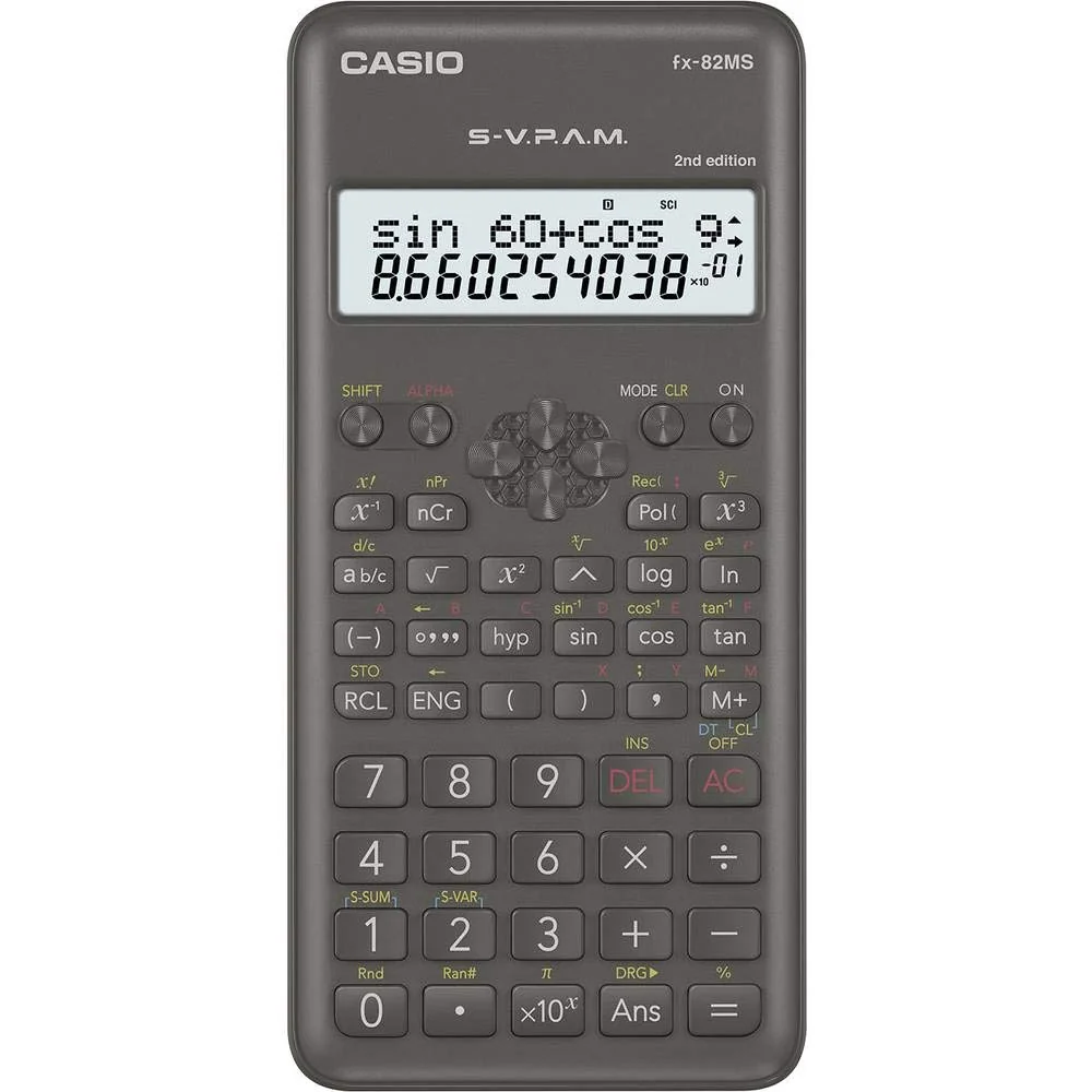 Casio FX-82MS-2-S-ET-B, Calculadora Científica, 1, Gris Oscuro