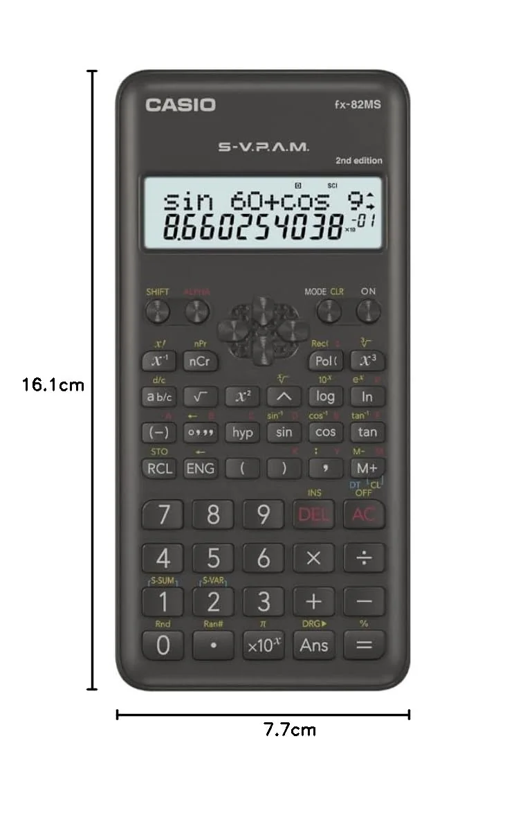 Casio FX-82MS-2-S-ET-B, Calculadora Científica, 1, Gris Oscuro