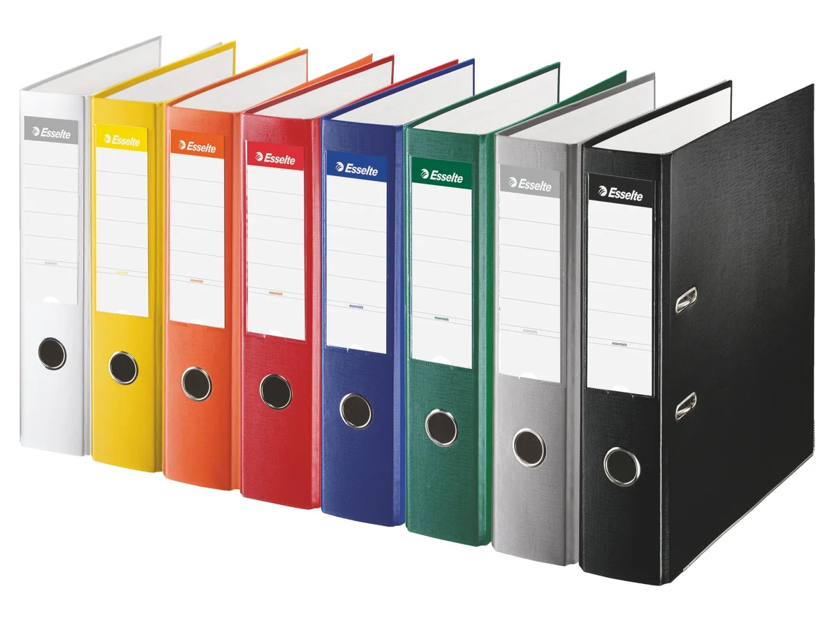 Esselte 42324 - Archivador de Palanca de PP de Plástico Forrado, Tamaño Folio, Amarillo, Anchura Lomo: 75 mm, 1 Unidad, Capacidad de 500 Hojas A4