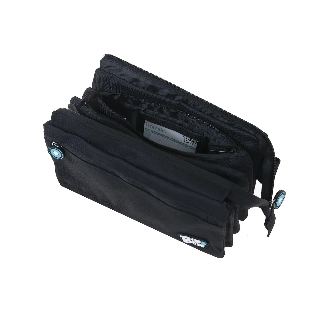 Grafoplás bits & Bobs - Estuche Portatodo Cuádruple, 23 cm, Negro