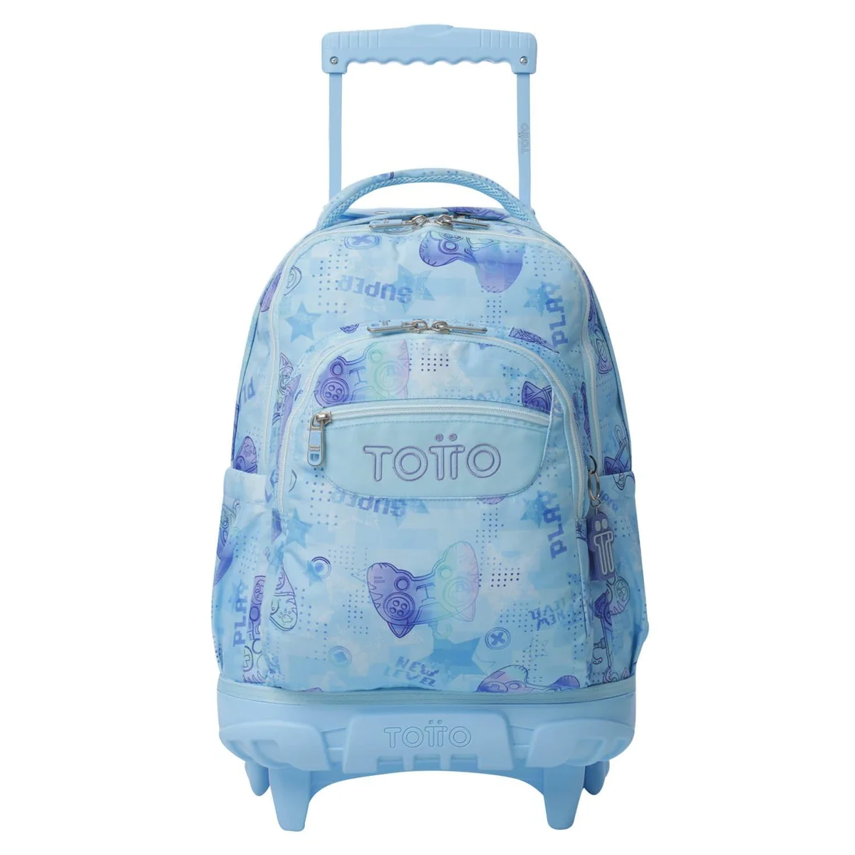 TOTTO - Mochila Escolar con Ruedas, Modelo Renglones, Capacidad 26,21 Litros, Bolsillo para PC 14", Bolsillo Botella, Correas en S para Mayor Comodidad, Resistente, Estampado Polar